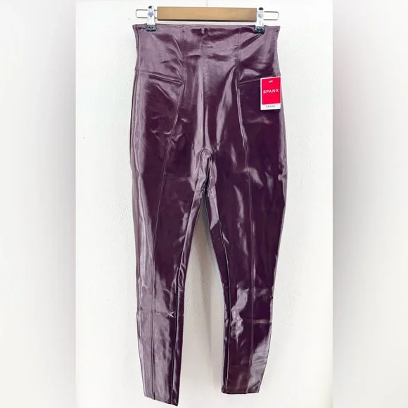 NWT Spanx Faux Leather Leggings Ruby Medium - Picture 2 of 6